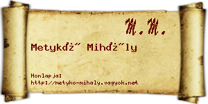 Metykó Mihály névjegykártya
